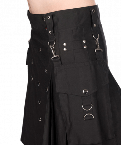 This is the finest quality Scottish Man Kilt available for sale because it is manufacture with the original material. Buy this Black Utility Pistol Kilt